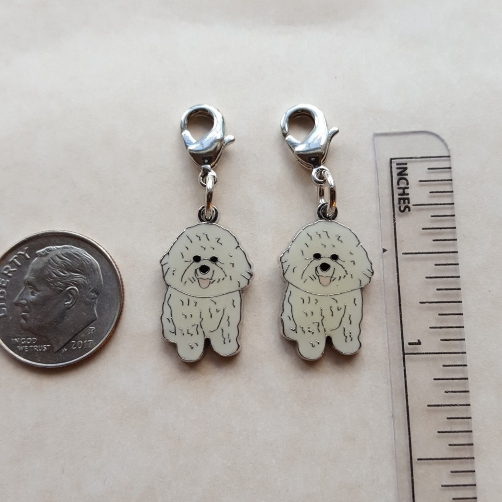Bichon enamel charms